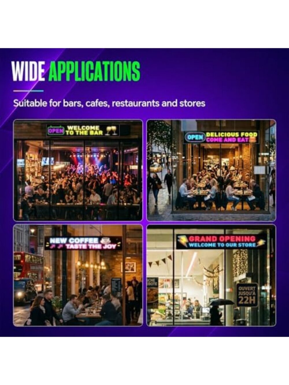 Customizable Full Color LED Sign 43''x6.3'' - Bluetooth APP Control, Scrolling - Picture 4 of 4